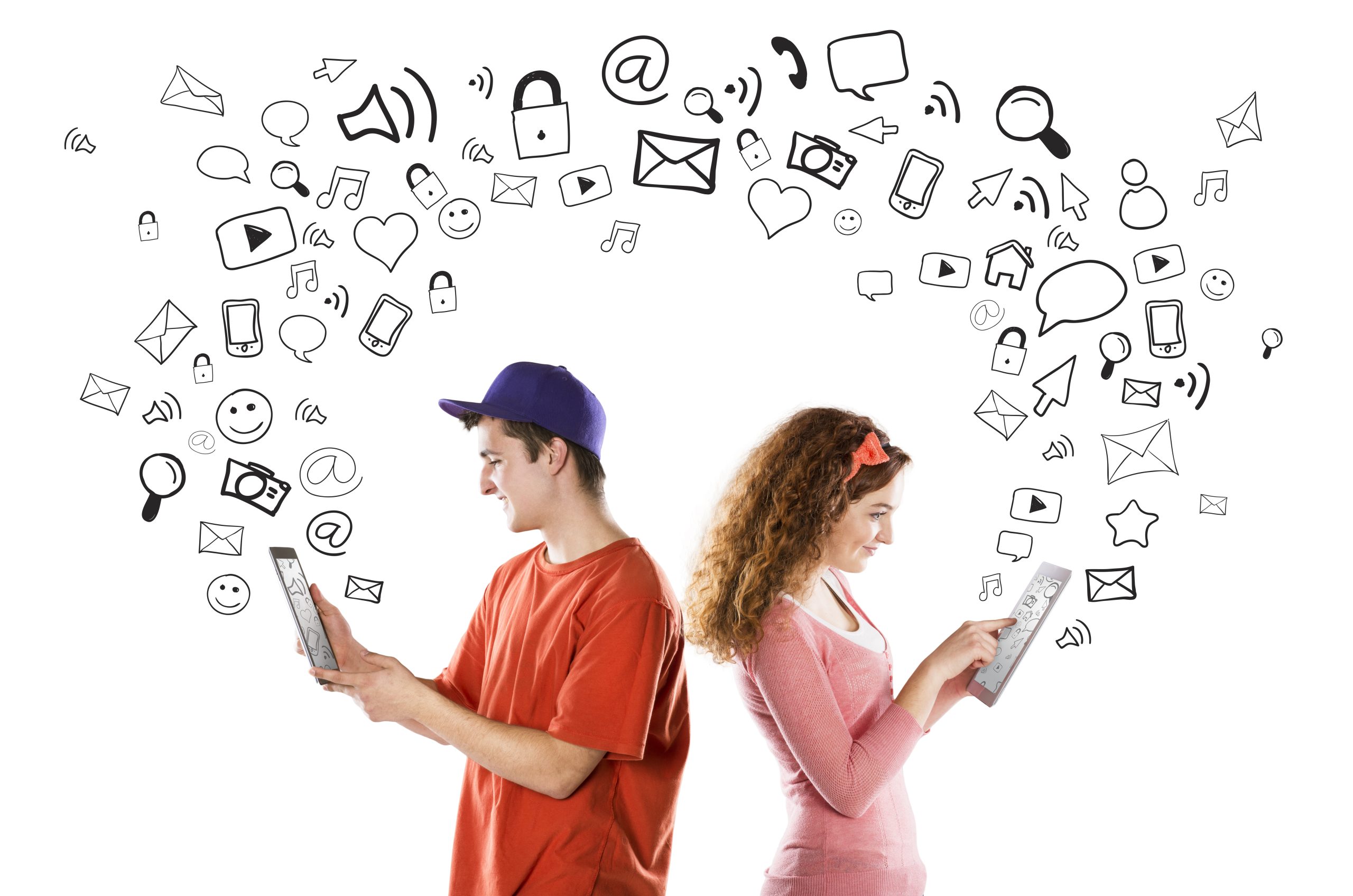 graphicstock beautiful young couple with tablets is using social media HC8 UeC9W scaled